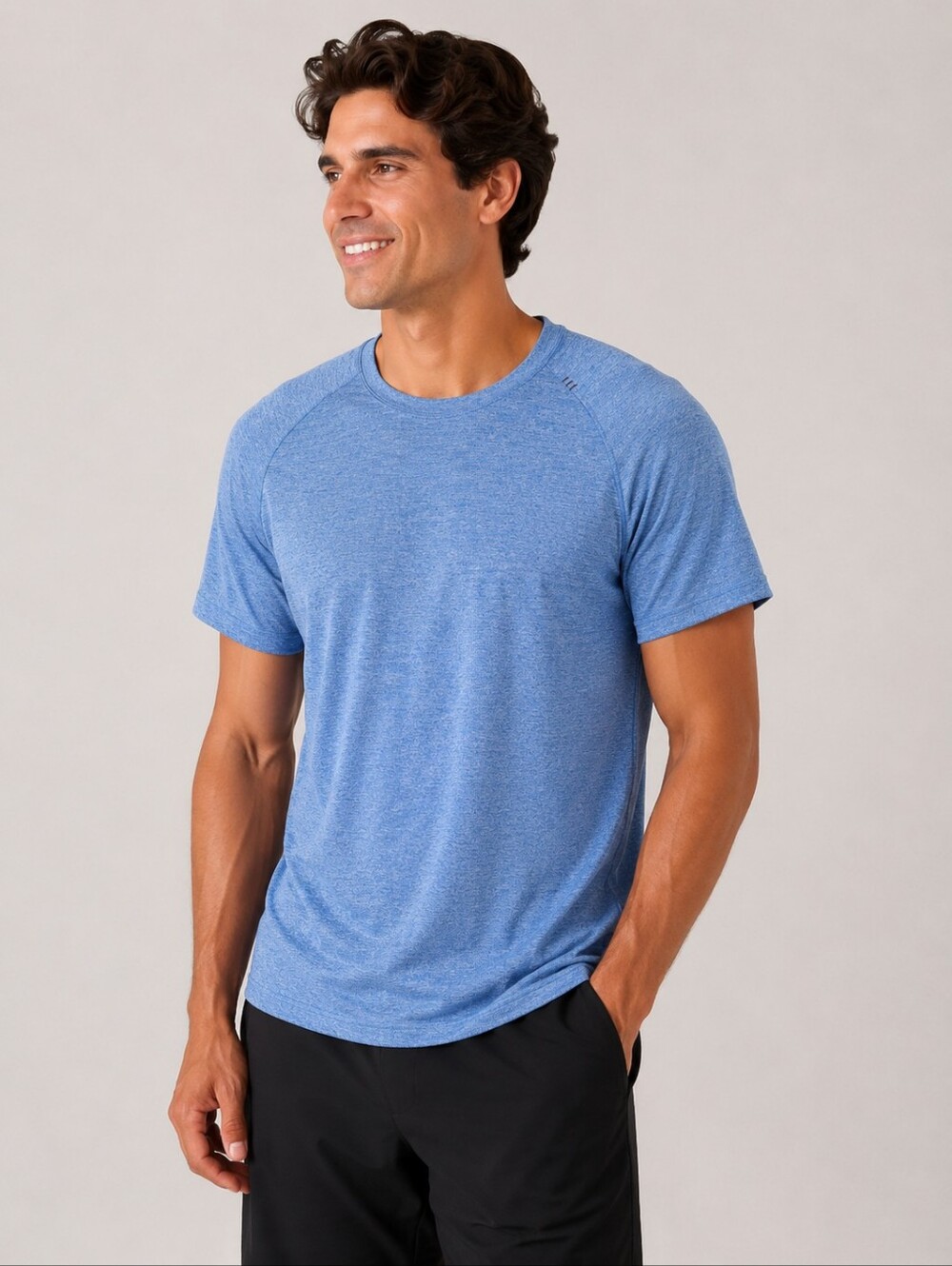Lululemon Drysense Training Short Sleeve Shirt Blue Heather Men's XL Anti-Stink